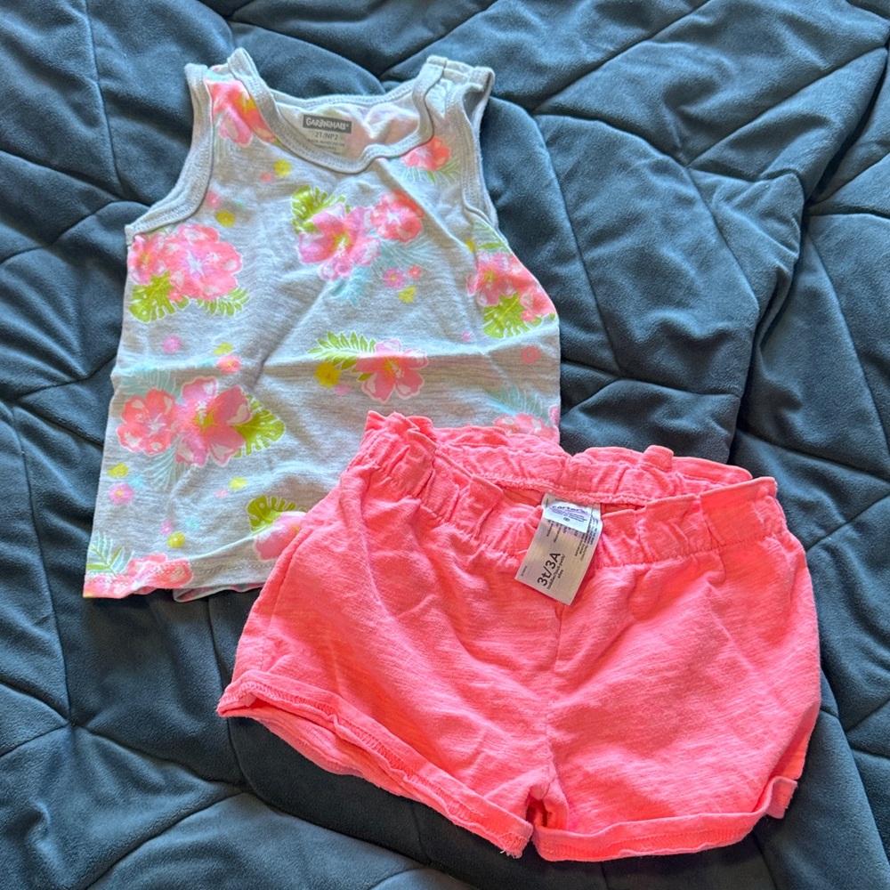 Floral Tank Top and Pink Shorts Set